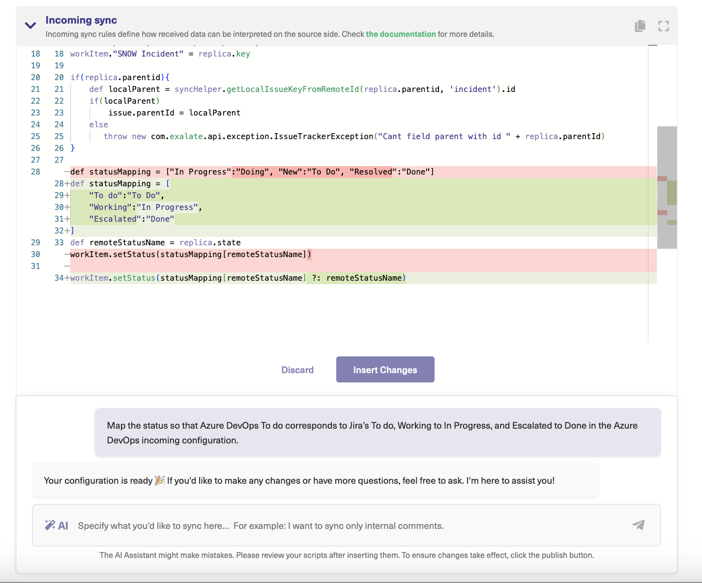 AI Assist prompt in Azure DevOps